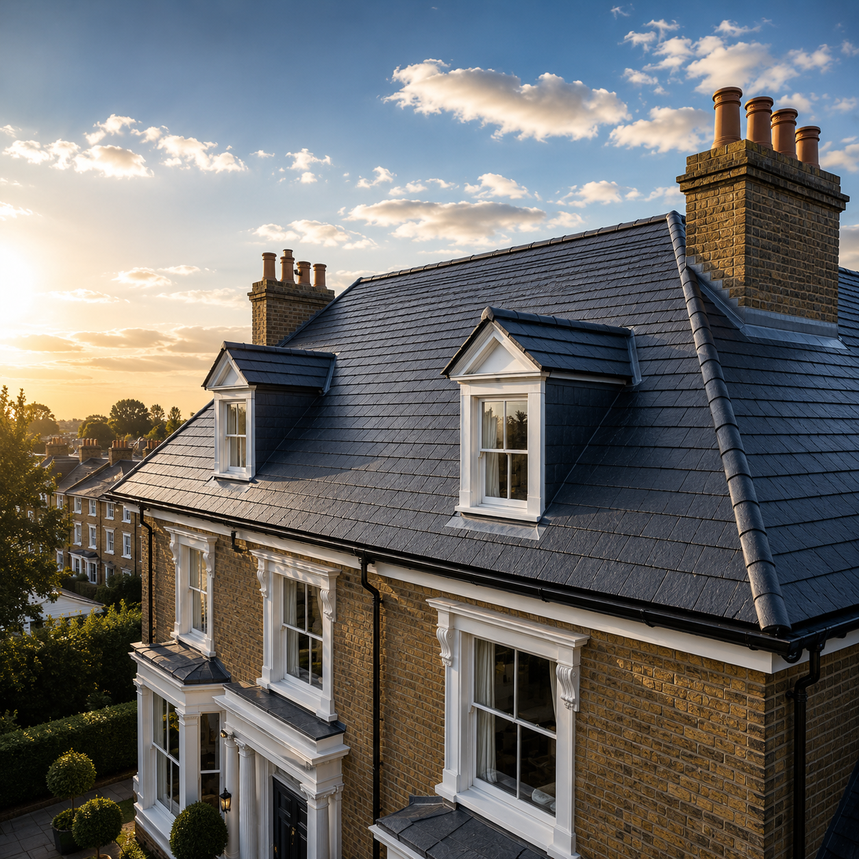 Close-up of premium slate roof
